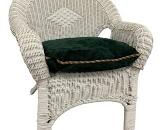 1348 - Wicker Chair w/ Cushion - 33 x 29 x 27