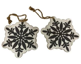 1116 - 2 Rustic Wooden Snowflake Hanging Decor (Description): 12.5 x 12.5