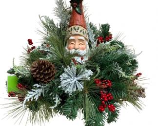 920 - Handcrafted Christmas Santa Candleholder (Description): Arrangement - 18 x 18 x 16