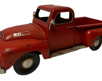 605 - Decorative Red Metal Truck - 7 x 16 x 6