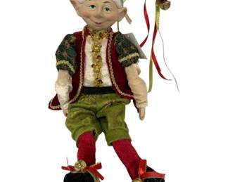 1076 - Collectible Holiday Posable Elf Doll - 18" Tall