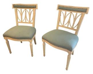 137 - 2 Teal Cushioned Chairs - 19.5 x 15.5 x 35.25
