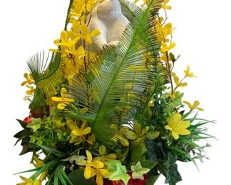 317 - Handcrafted Faux Arrangement w/ Bunny Statue