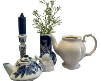 335 - Assorted Blue & White Items & More