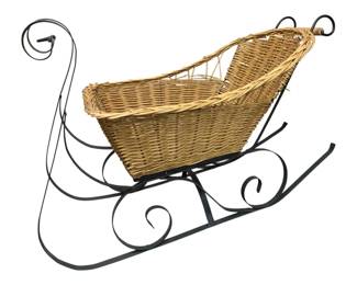 986 - Wicker & Metal Sleigh - 36.5 x 17 x 25