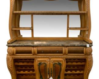 114 - Wine Hutch by Michael Amini - 94 x 70 x 21 (Description): Signature Series - Missing 1 Glass piece in Shelf 2 pieces