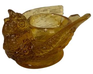 192 - Amber Bird Candlestick Holder - 3 x 2 x 2