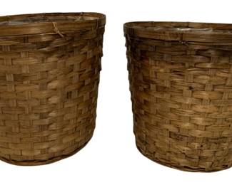876 - 2 Woven Baskets w/ Liner - 11 x 11.5