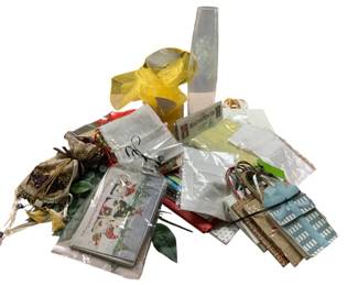 1507 - Assorted Gift Wrapping Items & 2 Glass Vases