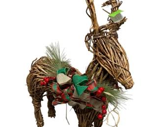 984 - Woven Grapevine & Twig Decorated Reindeer (Description): 31 x 25 x 7
