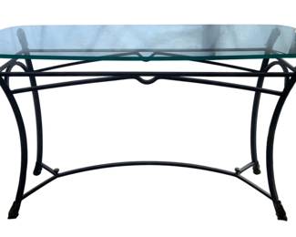 498 - Metal Table with Glass Top - 29 x 50 x 19