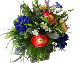 14 - Vibrant Floral Faux Arrangement - 14 x 13