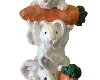 85 - Stacked White Rabbit & Carrot Tower - 36 x 8 x 14