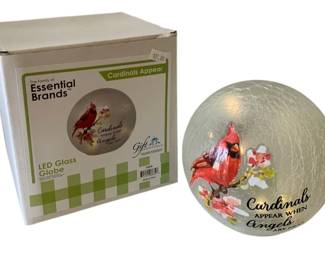 54 - Cardinals Appear Glass LED Globe - 6" Round (Description): Used as is electric/electronic/mechanical item. No guarantee all components, untested.