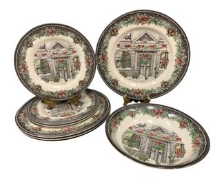 1409 - 9pcs Royal Stafford Christmas China (Description): 11 Inches Round - dinner plate