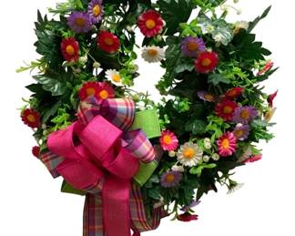 809 - Handcrafted Floral Decorative Wreath (Description): 15 x 15
