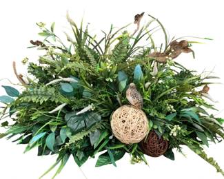 748 - Handcrafted Faux Floral Centerpiece w/ Birds