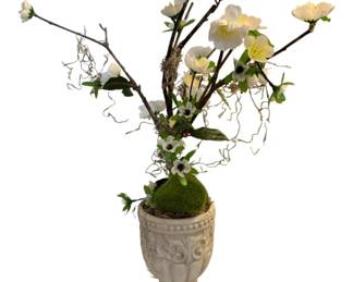 151 - Cherry Blossom in Vase - 17 x 14 x 21 (Description): As Is/Chipped Vase