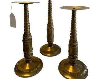 301 - 3 Brass Candleholders - 15 x 5