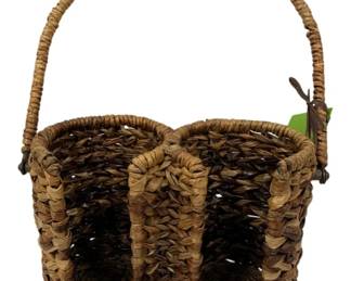 1330 - Double-Slot Woven Wine Bottle Basket 15 x 9 x 4.5