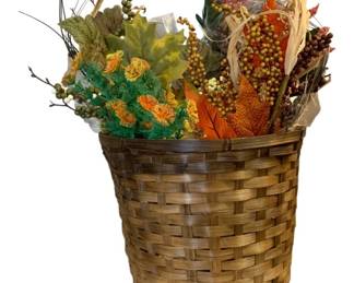 164 - Basket w/ Faux Flowers - 11.5 x 12.5