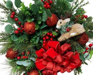 906 - Handcrafted Christmas Deer Wreath - 26 x 28