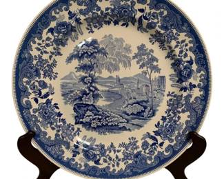 788 - Spode Blue & Whtie Plate w/ Stand - 13" Round