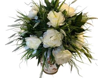 153 - Peonies Floral Arrangement in Oriental Ginger Jar (Description): 28 x 24 x 24
