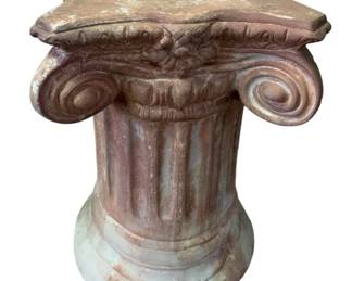 411 - Pedestal - 16.5 x 10 x 10 (Description): As Is/Chipped