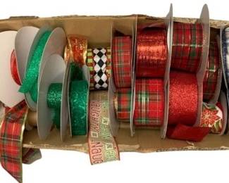 1221 - Box Lot of Assorted Christmas Ribbon
