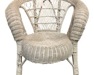 764 - White Wicker Chair - 33 x 33 x 30