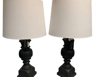 773 - 2 Wood Texture Table Lamps - 32" Tall (Description): Used as is electric/electronic/mechanical item. No guarantee all components, untested.