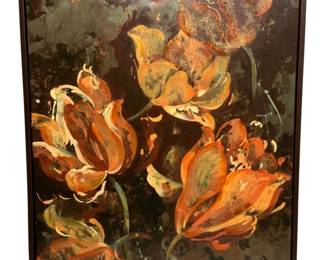 641 - Framed Art on Canvas - Signed - 40 x 30 (Description): 2 small damage spots