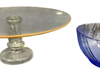 1414 - Cake Plate and Bowl - Plate is 5 x 12 Round