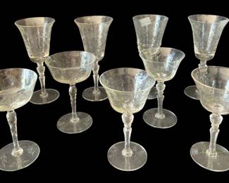 120 - 9 Assorted Glass Stemware - 8" Tall