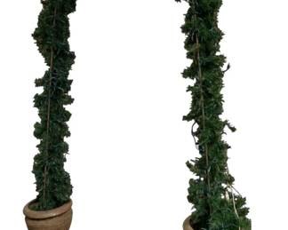 702 - Lighted Garland Archway in Planters - 90 x 62 x 14 (Description): Used as is electric/electronic/mechanical item. No guarantee all components, untested.
