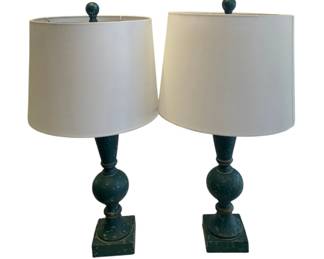 337 - Pair of Blue Lamps - 31" Tall (Description): Used as is electric/electronic/mechanical item. No guarantee all components, untested.