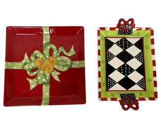 1351 - 2 Christmas Serving Trays - 12 x 12