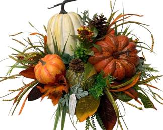 240 - Handcrafted Fall Arrangement in Basket (Description): 18 x 23 x 23
