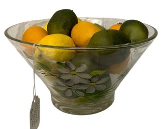 290 - Faux Lemon/Limes in Glass Painted Bowl - 6 x 11