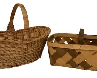 869 - 2 Woven Baskets - 20 x 14.5 x 15