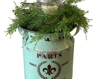 44 - Metal Milk Jug w/ Garland & Candle - 17 x 14