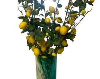 279 - Faux Lemon Sprays in Glass Vase (Description): 26 x 13 x 13
