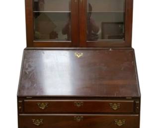 1337 - Craftique Secretary 82 x 38 x 22 (Description): 2 Piece - interior side of slant lid has ink marks