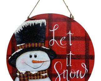 1022 - Hand Painted "Let it Snow" Round Sign - 22.5"