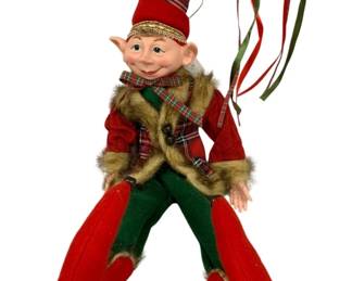 1064 - Collectible Holiday Posable Elf Doll - 26" Tall