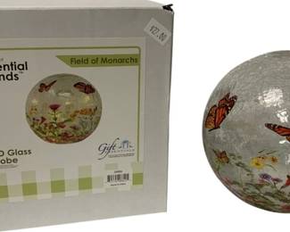 202 - Field of Monarchs Glass LED Globe - 6" Round (Description): Used as is electric/electronic/mechanical item. No guarantee all components, untested.