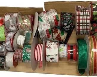 1227 - Box Lot of Assorted Holiday Ribbon