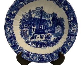 781 - Blue & White Porcelain Bowl w/ Stand - 14 x 4
