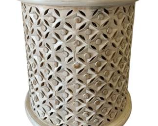 18 - Imani Whitewashed Side Table - 18 x 17 Round